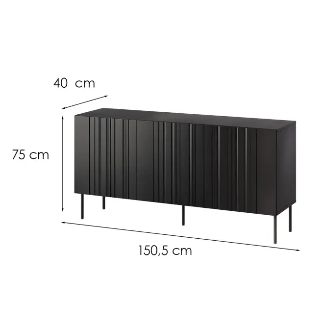Komód 150 3d Isla Fekete,2