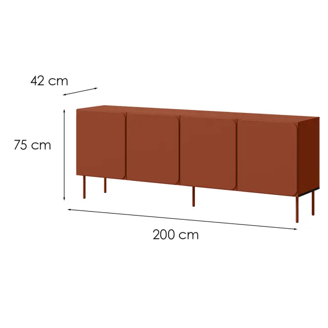 Komód 200 4d Rafael Brick Red,2