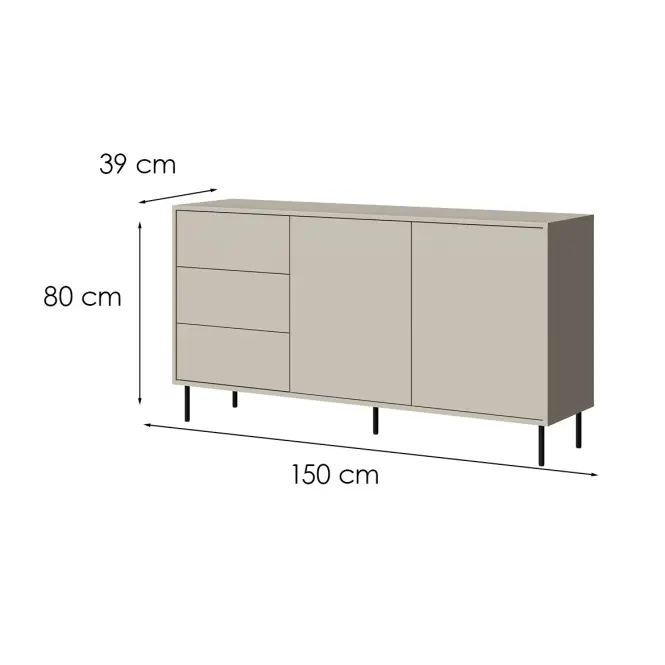 Komód 150 2d3s Masha Kasmír/Fekete,2