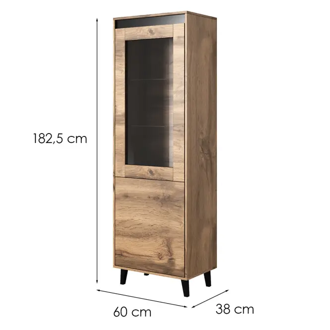 Vitrin Nord Tölgy Wotan/ Antracit,2