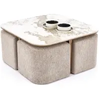 Dohányzóasztal Arakis 90x90 Bézs Márvány/Dió