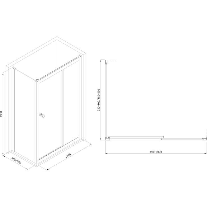 Zuhanyfal Sigma 90x195 tiszta-króm