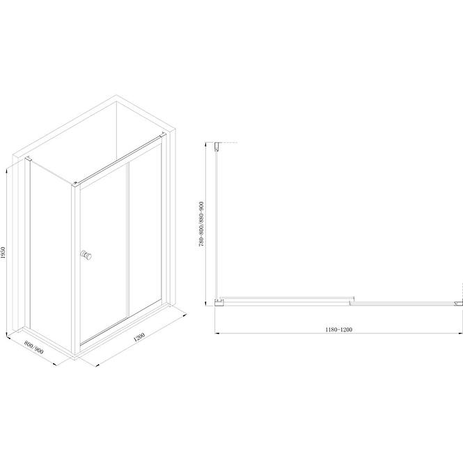 Zuhanyfal Sigma 90x195 tiszta-króm