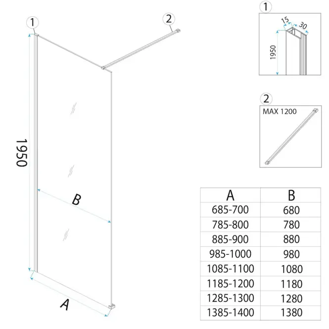 Zuhanyfal Flexi szürke 1/2 140 cm,8