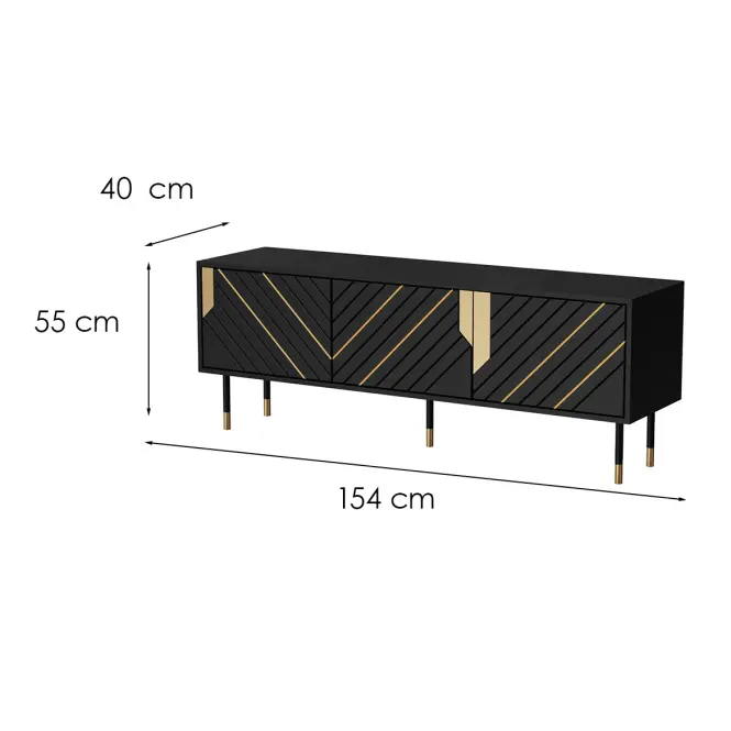 Szafka RTV Mountain 150 3d Fekete+ Aranysárga