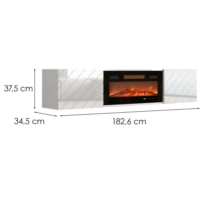 Szafka RTV Luxe Fehér Kandallóval Feketem  Ef-800100,2