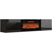 Szafka RTV Luxe Fekete Kandallóval Feketem  Ef-800100