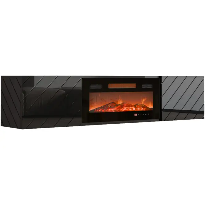 Szafka RTV Luxe Fekete Kandallóval Feketem  Ef-800100
