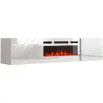 Szafka RTV Luxe Fehér Kandallóval Fehérm Ef-800110