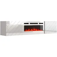 Szafka RTV Luxe Fehér Kandallóval Fehérm Ef-800110