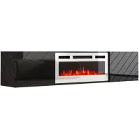 Szafka RTV Luxe Fekete Kandallóval Fehérm Ef-800110