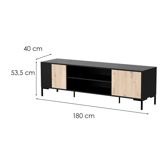 Szafka RTV Merci 180 Ef Tölgy Artisan / Fekete