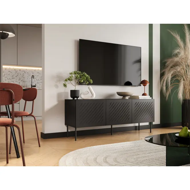 Szafka RTV Siena 150 3d Fekete,4
