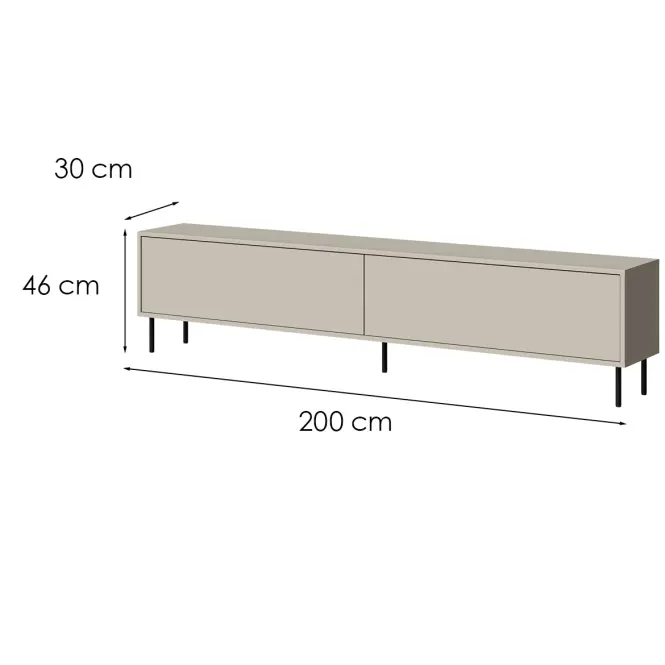 Szafka RTV Masha 200 Kszmir+ Láb Fekete 14cm