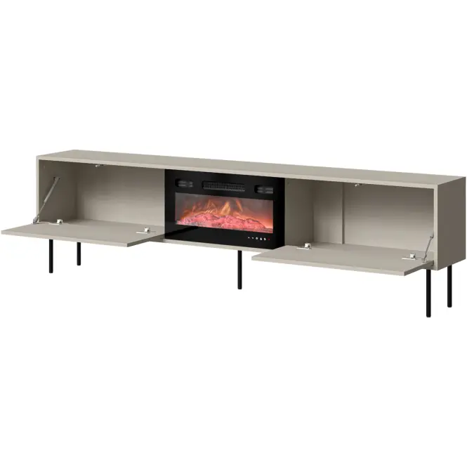 Szafka RTV Masha 200 Kasmír+N14cm Kandallóval M Fekete,3
