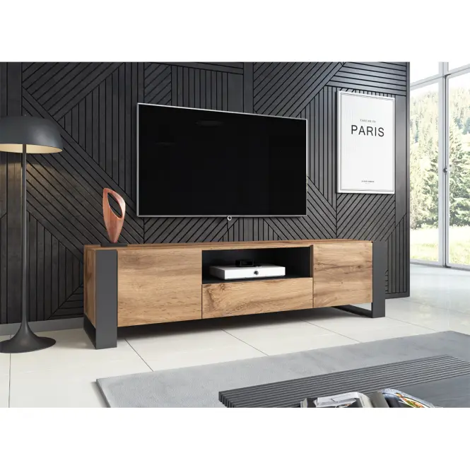 Szafka RTV Wood Ii Tölgy Wotan + Antracit