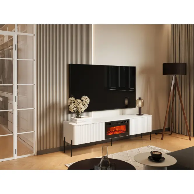 Szafka RTV Vera 190 Fehér Kandallóval Ef800040