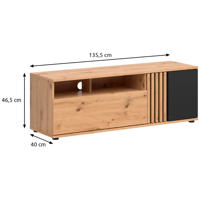 Szafka RTV Vabres Artisan/Fekete  1d1s,2