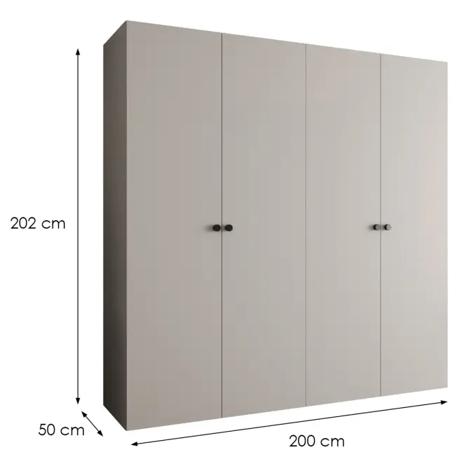 Szekrény Parma 1 200 kasmír/fekete,2