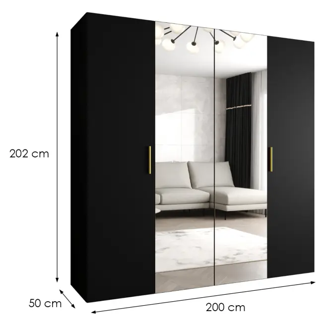 Szekrény Bari 2 200 fekete/aranysárga,2
