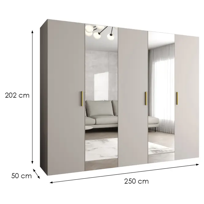 Szekrény Bari 2 250 kasmír/aranysárga,2