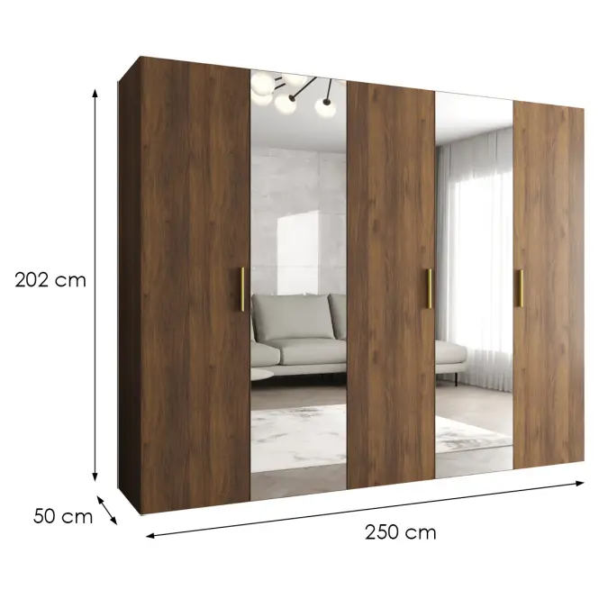 Szekrény Bari 2 250 dió/aranysárga,2