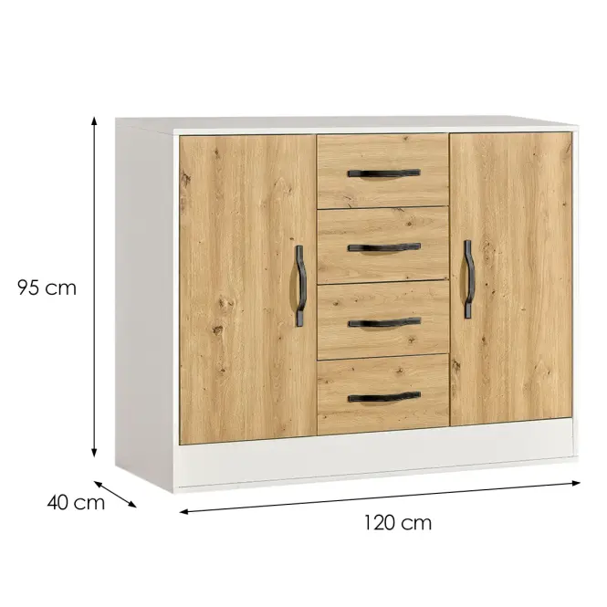 Komód Perfect 120 Tölgy/Fekete,2