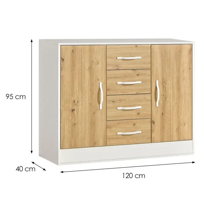 Komód Perfect 120 Tölgy/Fehér,2