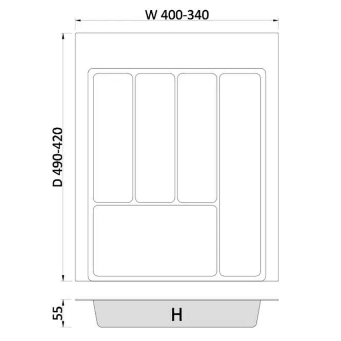 Fiók betét Max 45 340-400x490 grafit TE36.0119.05.007