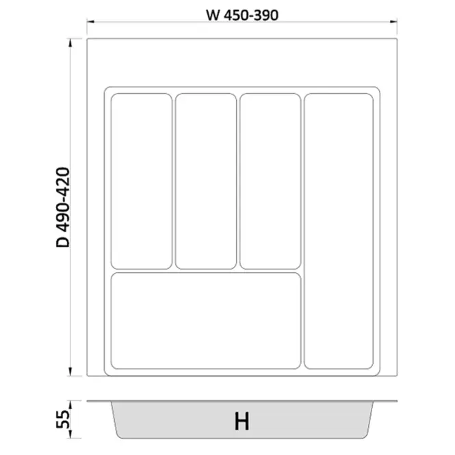Fiók betét Max 50 390-450x490 grafit TE36.0120.05.007,2