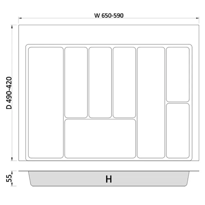 Fiók betét Max 70 590-650x490 grafit TE36.0122.05.007