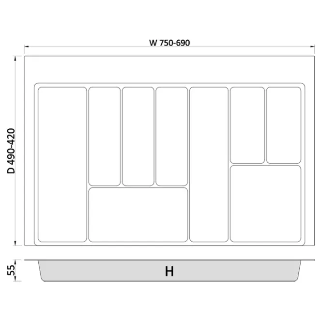 Fiók betét Max 80 690-750x490 grafit TE36.0123.05.007