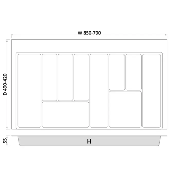 Fiók betét Max 90 790-850x490 grafit TE36.0124.05.007