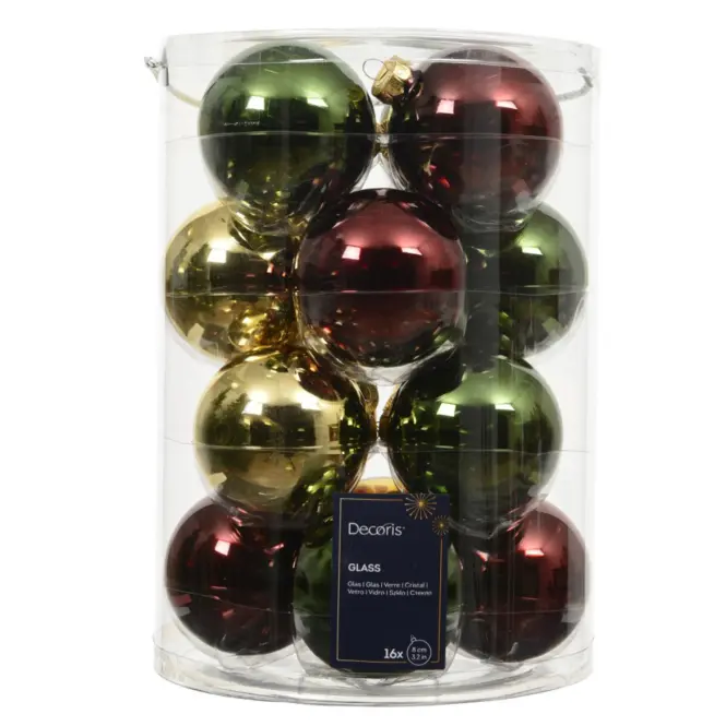 16 darabos üveggömb készlet 8cm – mix 9140867