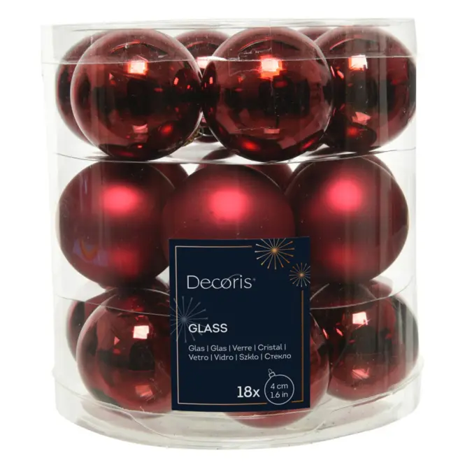 18 darabos üveggömb készlet 4cm – piros 9010442,2