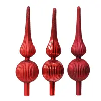 Üveg csúcsdísz karácsonyfára 31cm – mix piros 9170224