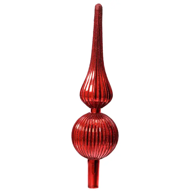 Üveg csúcsdísz karácsonyfára 31cm – mix piros 9170224