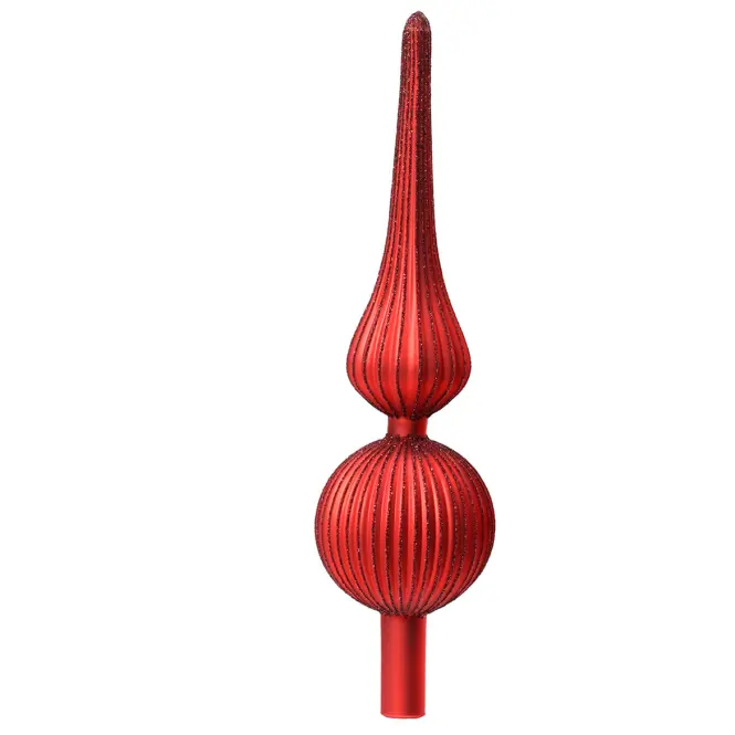 Üveg csúcsdísz karácsonyfára 31cm – mix piros 9170224