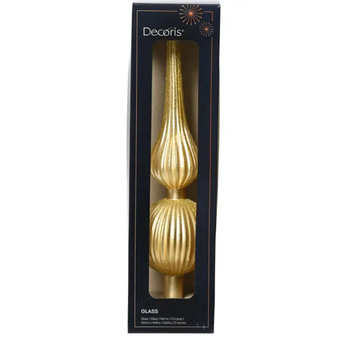 Üveg csúcsdísz karácsonyfára 31cm – mix aranysárga 9170226,8
