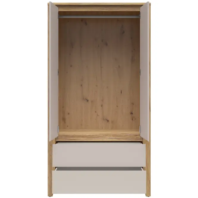 Szekrény Sawira Ii 106,5 Cm - Tölgy Mauvella/Kasmír, Kétajtós, Fiókok