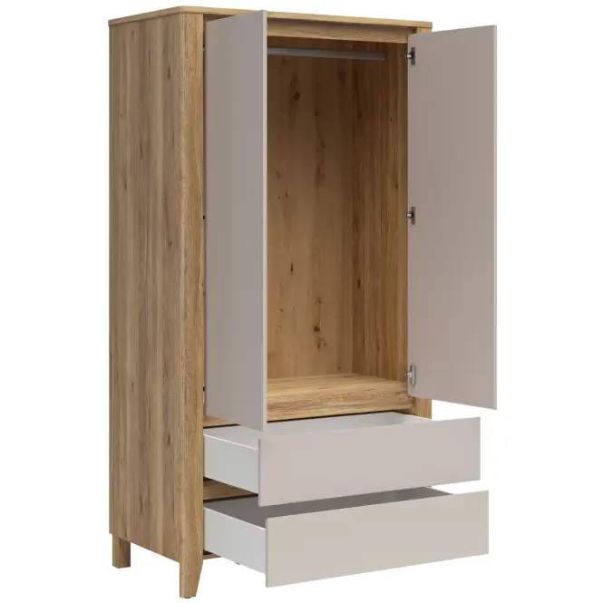 Szekrény Sawira Ii 106,5 Cm - Tölgy Mauvella/Kasmír, Kétajtós, Fiókok