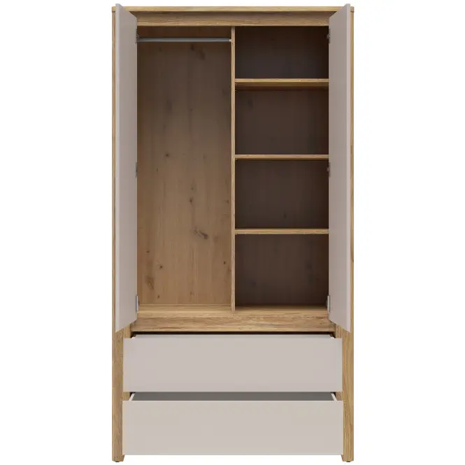 Szekrény Sawira Ii 106,5 Cm - Tölgy Mauvella/Kasmír, Kétajtós, Fiókok