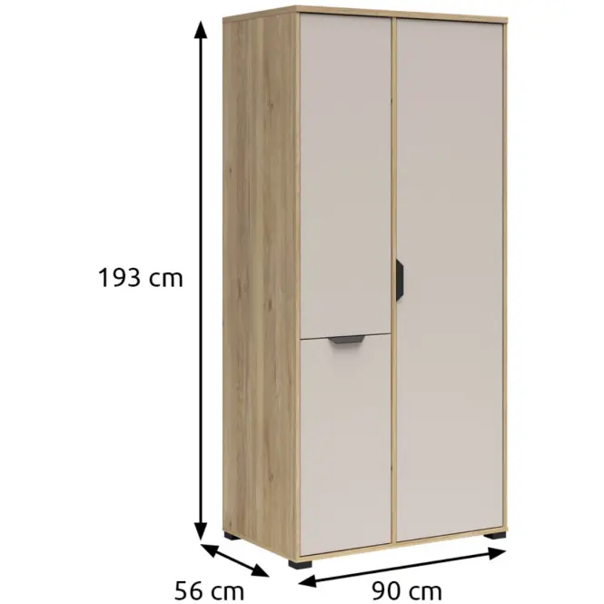 Szekrény Chuck 90 Cm – Tölgy Mauvella/Kasmír,Háromajtós,2