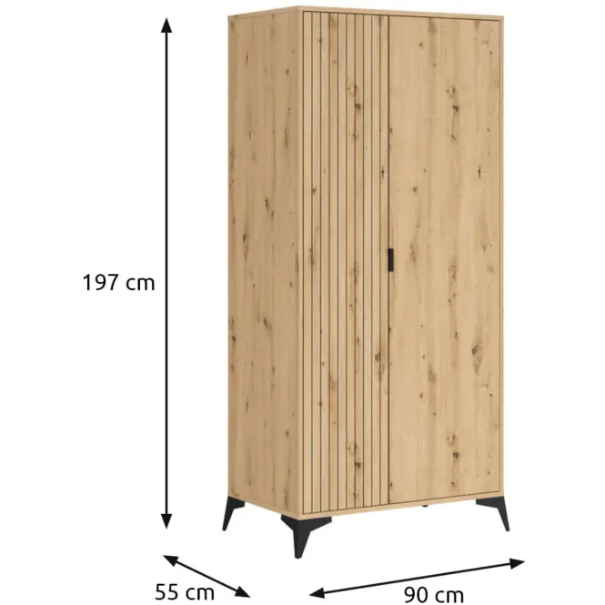 Szekrény Lamea 90 Cm – Artisan, Lécek, Kétajtós