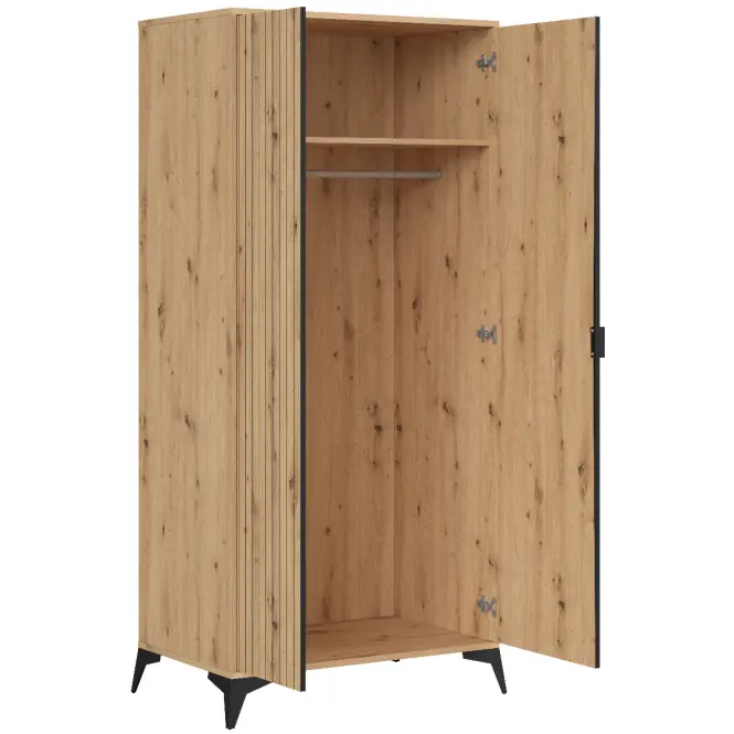 Szekrény Lamea 90 Cm – Artisan, Lécek, Kétajtós,3