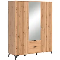 Szekrény Lamea 154 Cm Tükörrel – Artisan, Lécek, Háromajtós, Fiókok