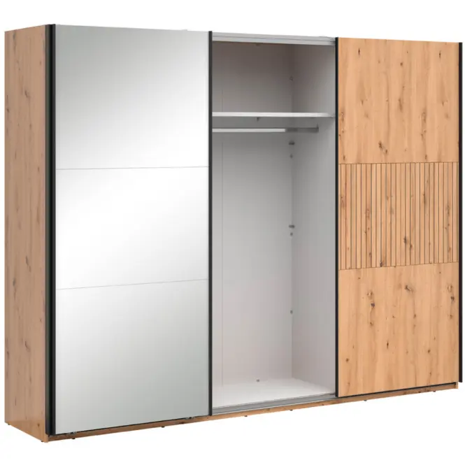 Szekrény Lamea 270 Cm Tükörrel – Artisan, Lécek, Háromajtós