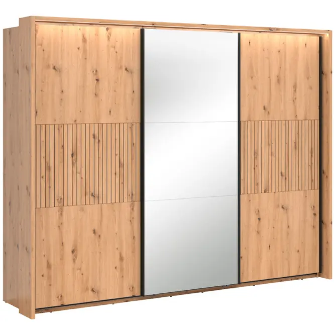 Szekrény Lamea 270 Cm Tükörrel – Artisan, Lécek, Háromajtós,7
