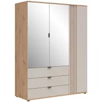 Szekrény Brevas 150,5 Cm Tükörrel – Artisan/Kasmír, Lécek, Háromajtós,Fiókok
