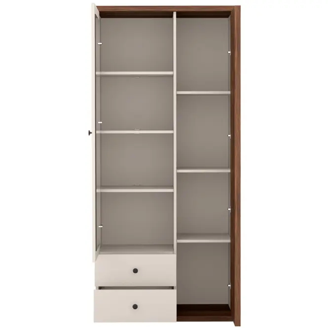 Vitrin C-2 86,4cm – Kasmír/Dió, Lamellák, Kétajtós, Fiókok